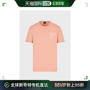 T恤藕粉色圆领印花字母运动 香港直邮Emporio Armani阿玛尼男士