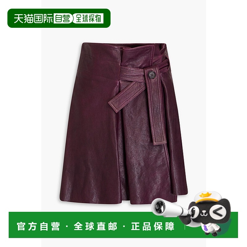 1h可退 香港直邮潮奢 Chloe 蔻依 女士 束带褶裥皮革迷你半身裙 C