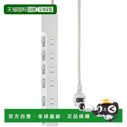 【日本直邮】ELPA 耐雷独立开关插座 125V/12A 6孔带灯WLK-63S