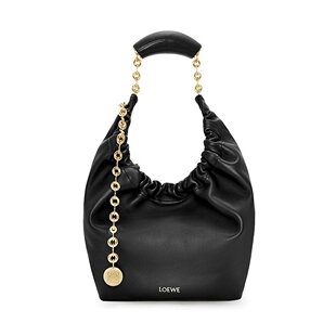 Loewe/罗意威 23新款 Squeeze女士小号黑色小羊皮手提包