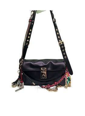 PRADA 女士斜挎包 1BD3782C6AVOO6F0002 CO 黑色 翻盖单肩包