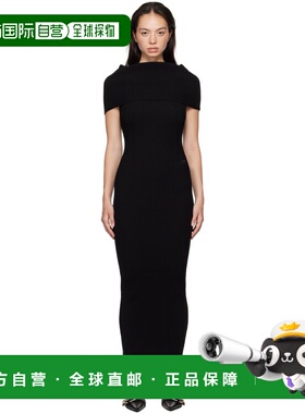 1h可退 香港直邮潮奢 Courreges 女士 黑色扭褶连衣裙 324MRO469F