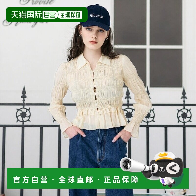 1h可退 日本直邮MOUSSY 女士春季花卉图案收褶衬衫 010IS7304081