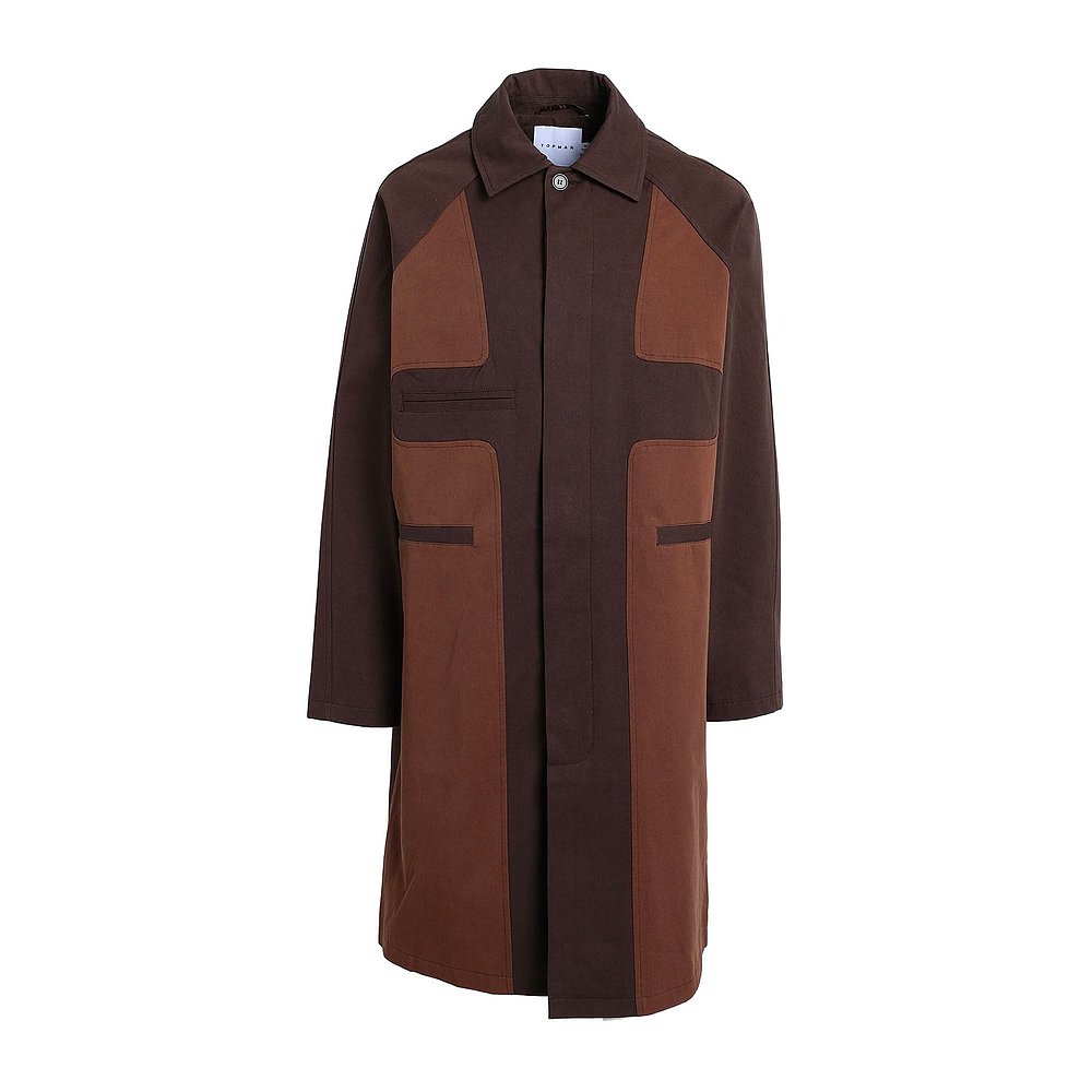 潮奢 Topman 男士 Overcoat 风衣 brown棕色 舒适时尚