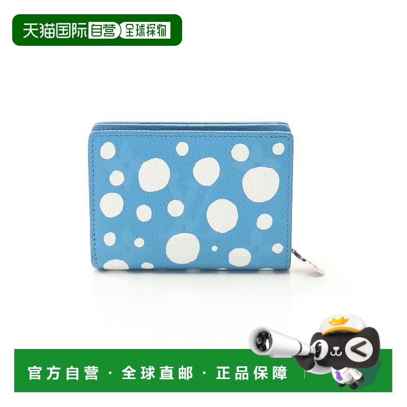 1h可退 日本直邮中古LV路易威登女A级95新Portefeuil牛皮短钱包蓝