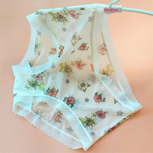 正品彩田内裤女冰丝印花性感超薄