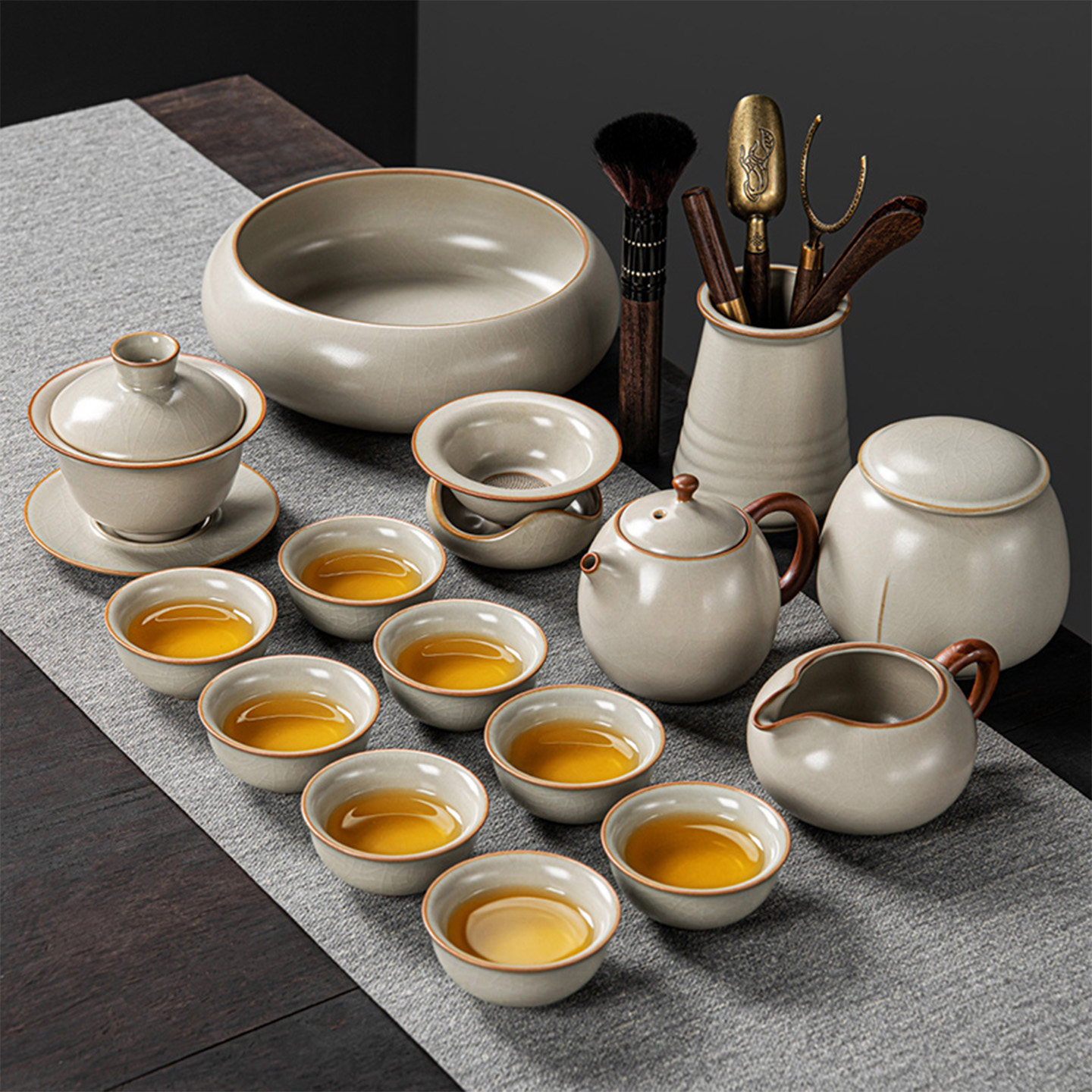 汝窑茶具套组2026新款家用整套中式高端泡茶专用茶壶茶杯干泡茶台