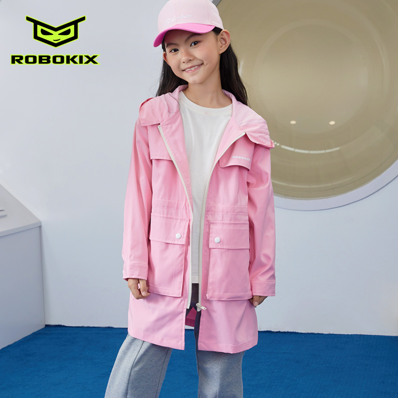 新款女童连帽防风防水风衣外套