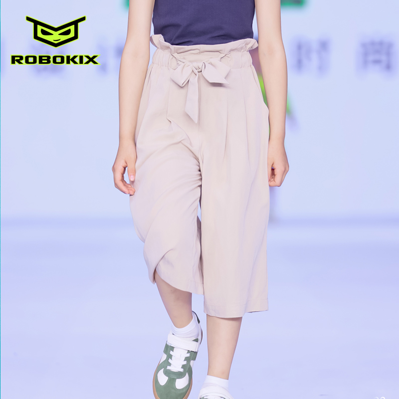 夏季七分裤棉斜纹阔腿裤ROBOKIX