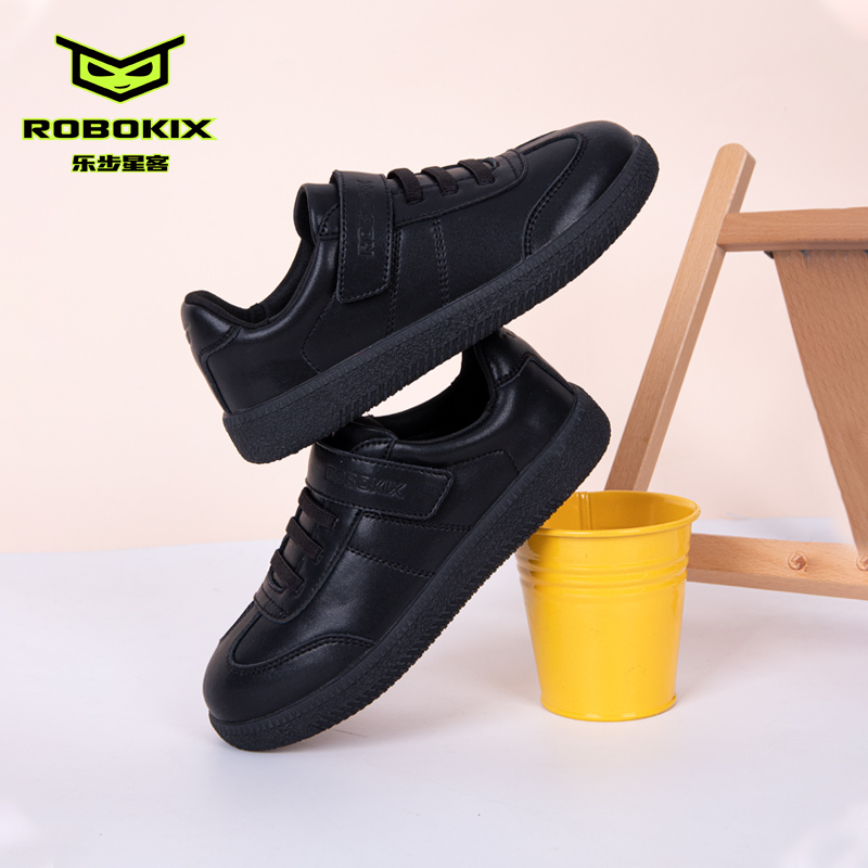 ROBOKIX春秋儿童板鞋黑色演出鞋
