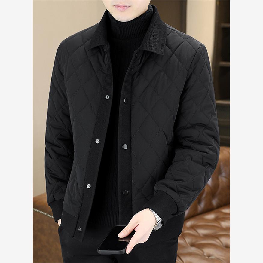 啄木鸟男士休闲棉服外套2025新款冬季桑蚕丝棉衣轻薄翻领夹克褂子