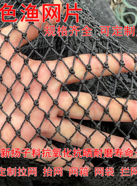 聚乙烯杨子黑色有结渔网片定制
