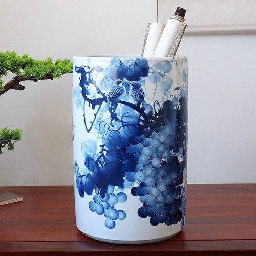 景德镇青花瓷书画缸书房新中式