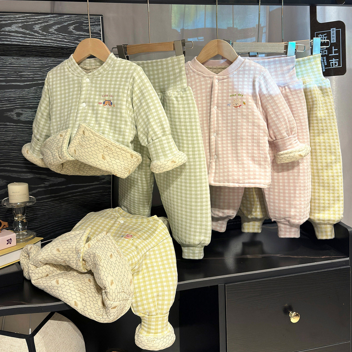 2025冬季婴儿棉服加厚宝宝棉袄棉裤保暖高腰两件套儿童家居开衫