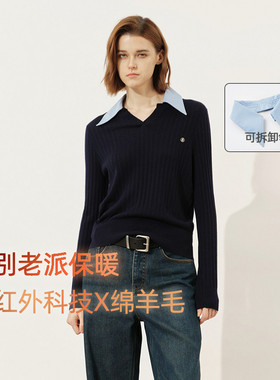 uti尤缇2025冬季新款科技面料可拆卸翻领套头针织衫女UL4D1193925