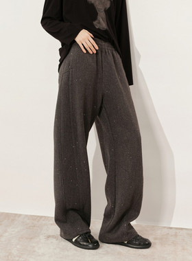 uti尤缇2025冬季新款宽松垂感休闲深灰长裤女微弯刀裤UL4D0291083