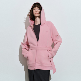 uti尤缇2026春季新款 廓感连帽卫衣外套女双拉链上衣UL110701316