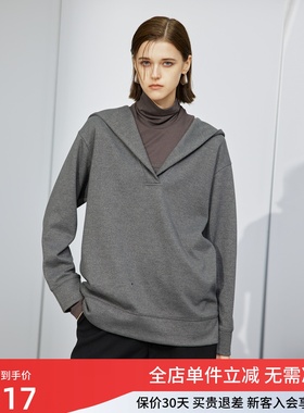 uti尤缇2025秋季新款 深灰色休闲连帽长袖卫衣女上衣UL4D0190183