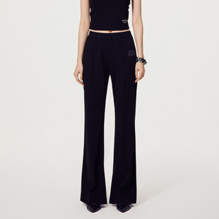 女显高长裤 黑色显瘦百搭微喇裤 UJ320204990 新款 uti尤缇2024秋季