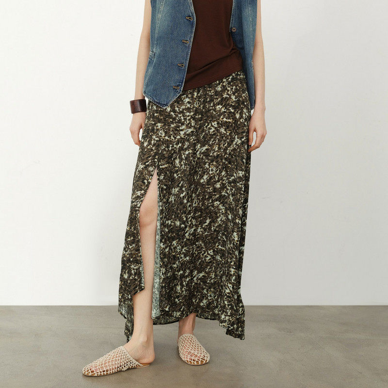 uti尤缇2026夏季新款 开叉直筒半身裙女不规则A字伞裙UL240313606