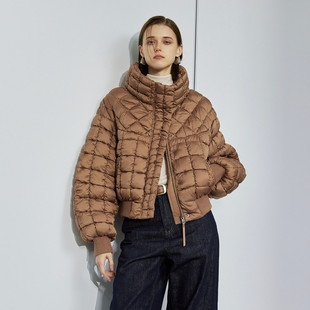 uti尤缇2024冬季新款 咖啡色华夫格短款羽绒服女外套UJ460623272