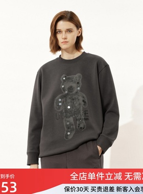 uti尤缇2025冬季新款印花宽松休闲加绒卫衣女长袖上衣UL4D0193384