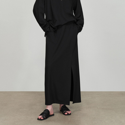 uti尤缇2026春季新款 黑色开叉A字长裙女直筒半身裙UL140309190