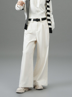 uti尤缇2025春季新款白色阔腿牛仔裤女休闲长裤MK121241151联名款