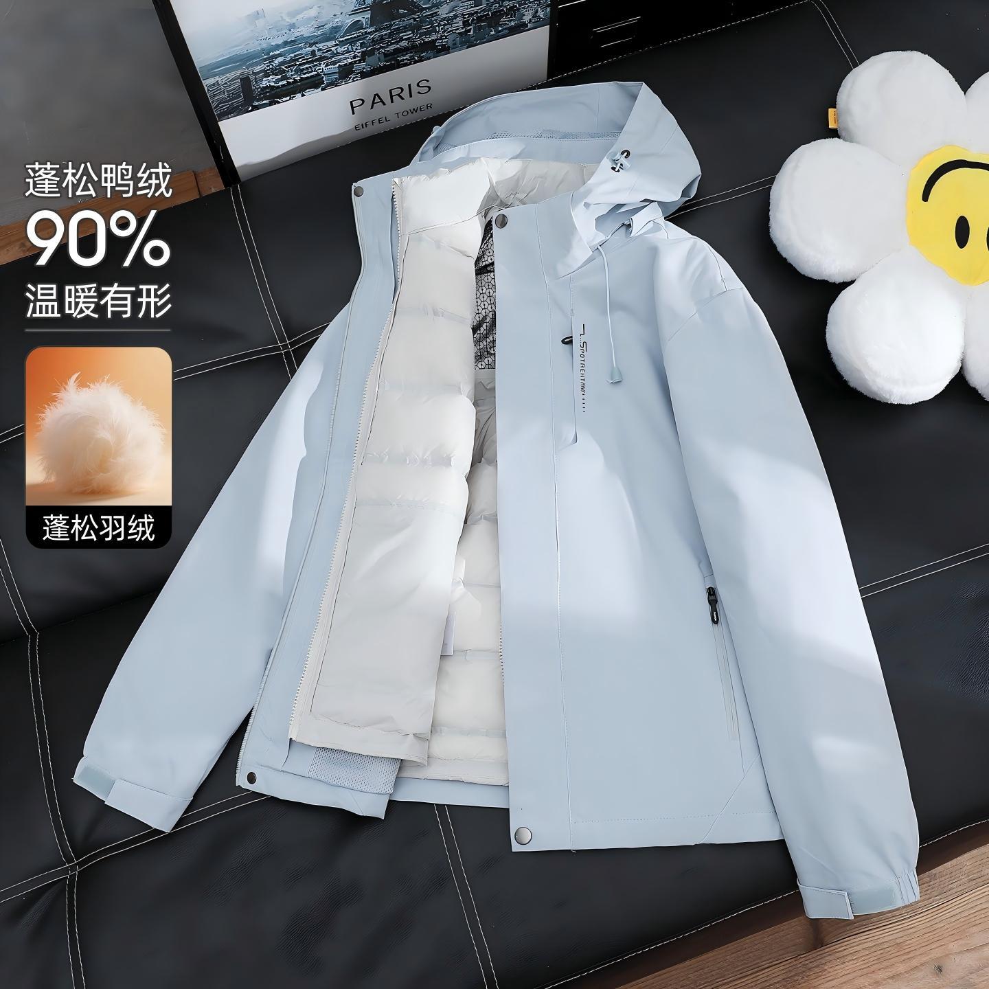 羽绒服冲锋衣女外套可拆卸三合一冬季防风户外加绒滑雪运动批发