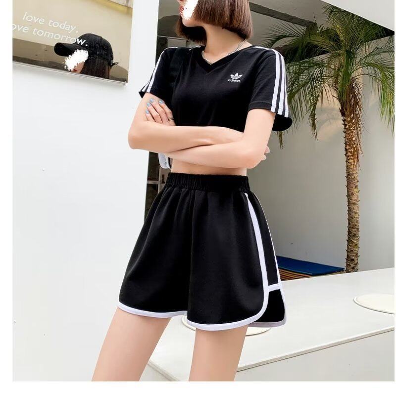 运动短裤女高腰瑜伽跑步阔腿休闲韩版宽松居家休闲三分裤短裤新款