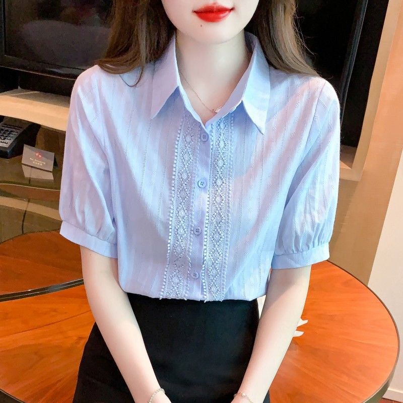 纯棉职业白色衬衫女短袖夏季2026年新款女装时尚全棉衬衣洋气上衣