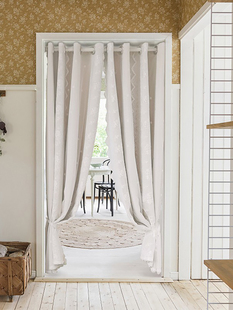 北欧简约现代隔断飘窗纱帘布帘挂钩遮光ins门帘 窗帘2022年新款