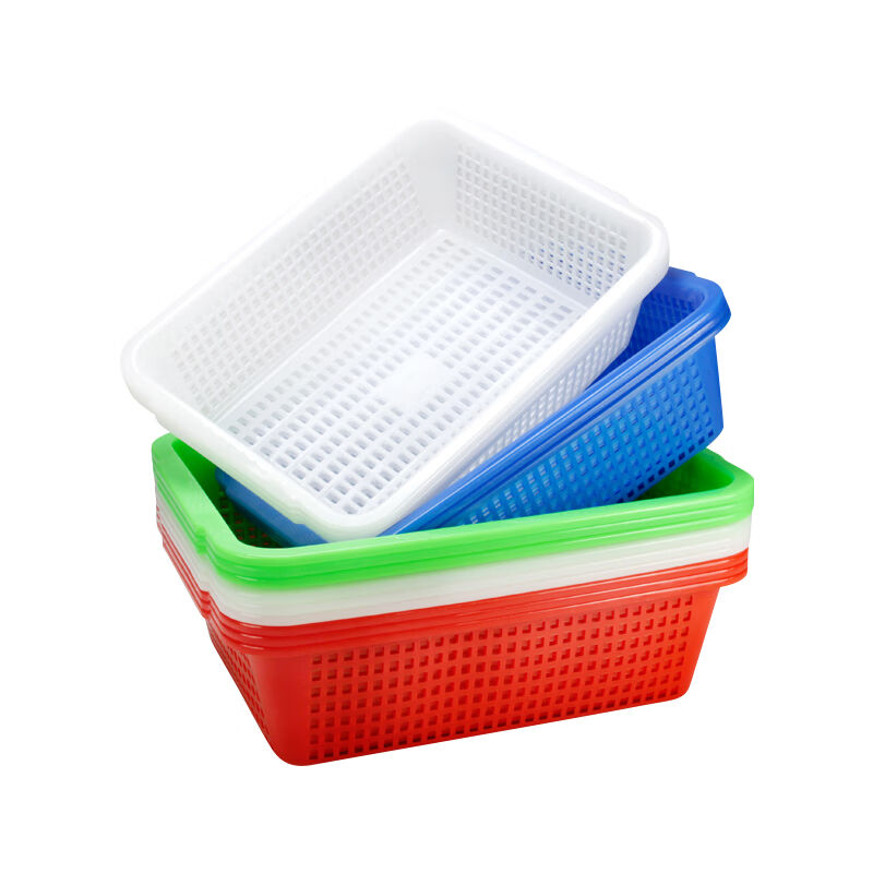 兰诗（LAUTEE）清洁篮塑料蓝镂空沥水蓝塑料框颜色随机31*23*9CMF