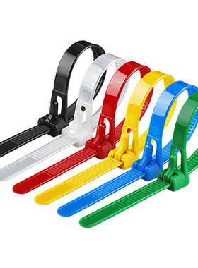 蓓尔蓝DF14尼龙扎带重复使用束线电线强力卡扣大号黑色5x200宽4.8