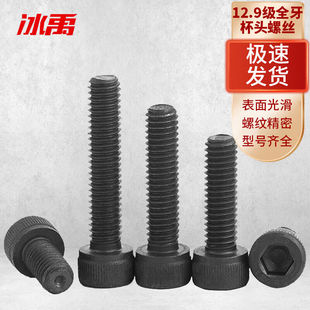 冰禹BY-93912.9级全牙杯头内六角螺丝DIN912发黑M8-1.25x100(20个