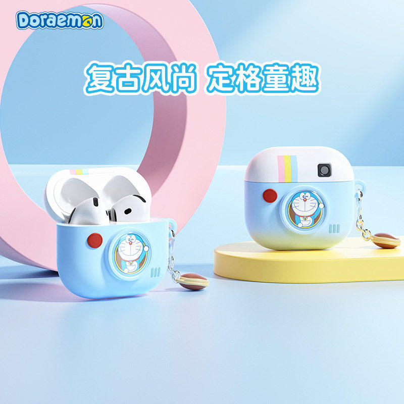 正版哆啦A梦叮当猫适用苹果Airpods 4代卡通耳机保护套硅胶防摔耳机软套带挂件柔软无异味复古造型壳4代壳女