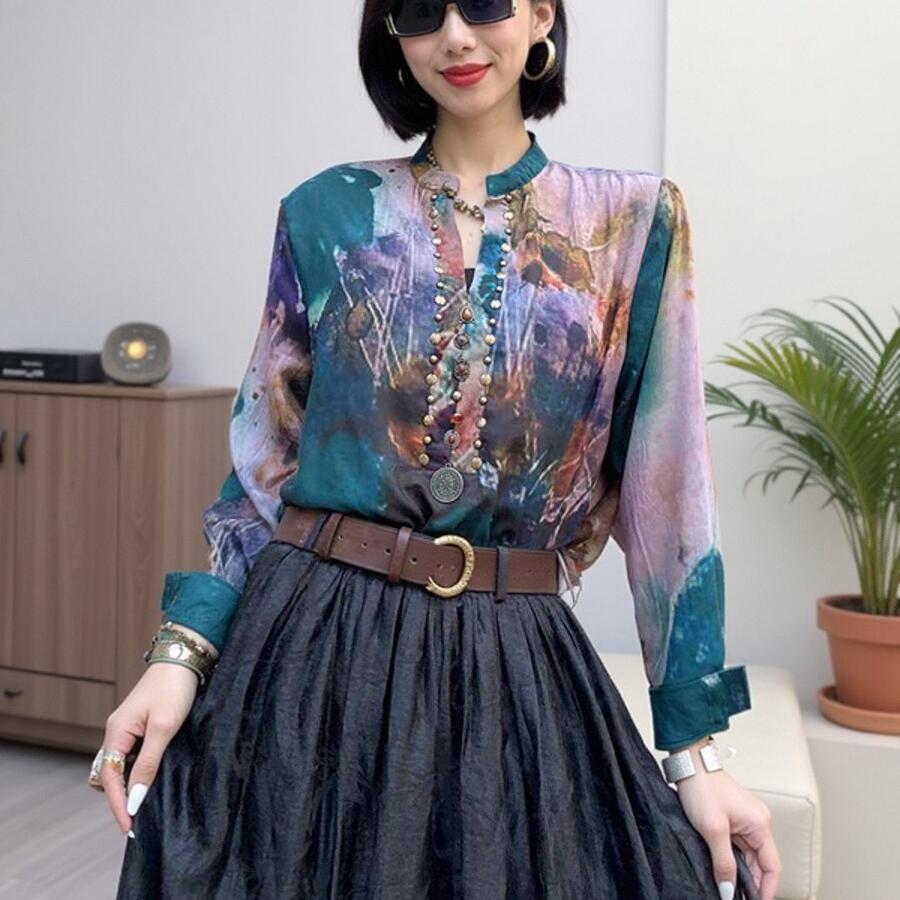 民族风加绒衬衫女高级感轻奢