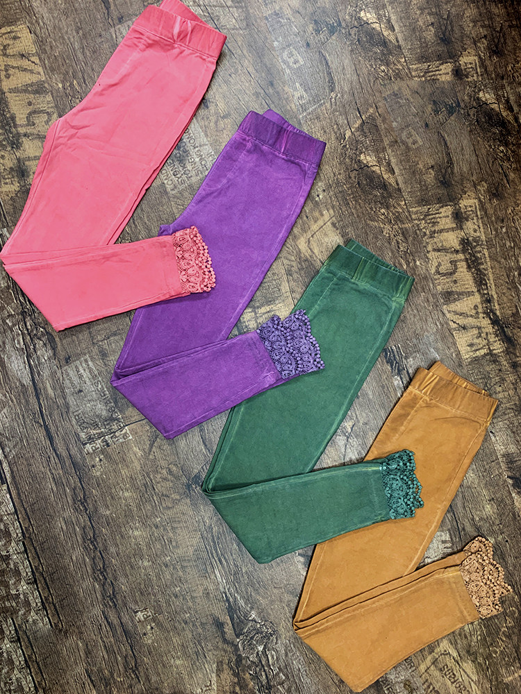 纯色弹力打底长裤女士外穿百搭2025春秋新款紧身小腿时尚蕾丝拼接