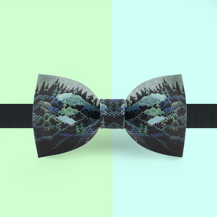 NUUUN原创设计 时尚印花创意领结 宴会派对休闲煲呔 山水浮世绘