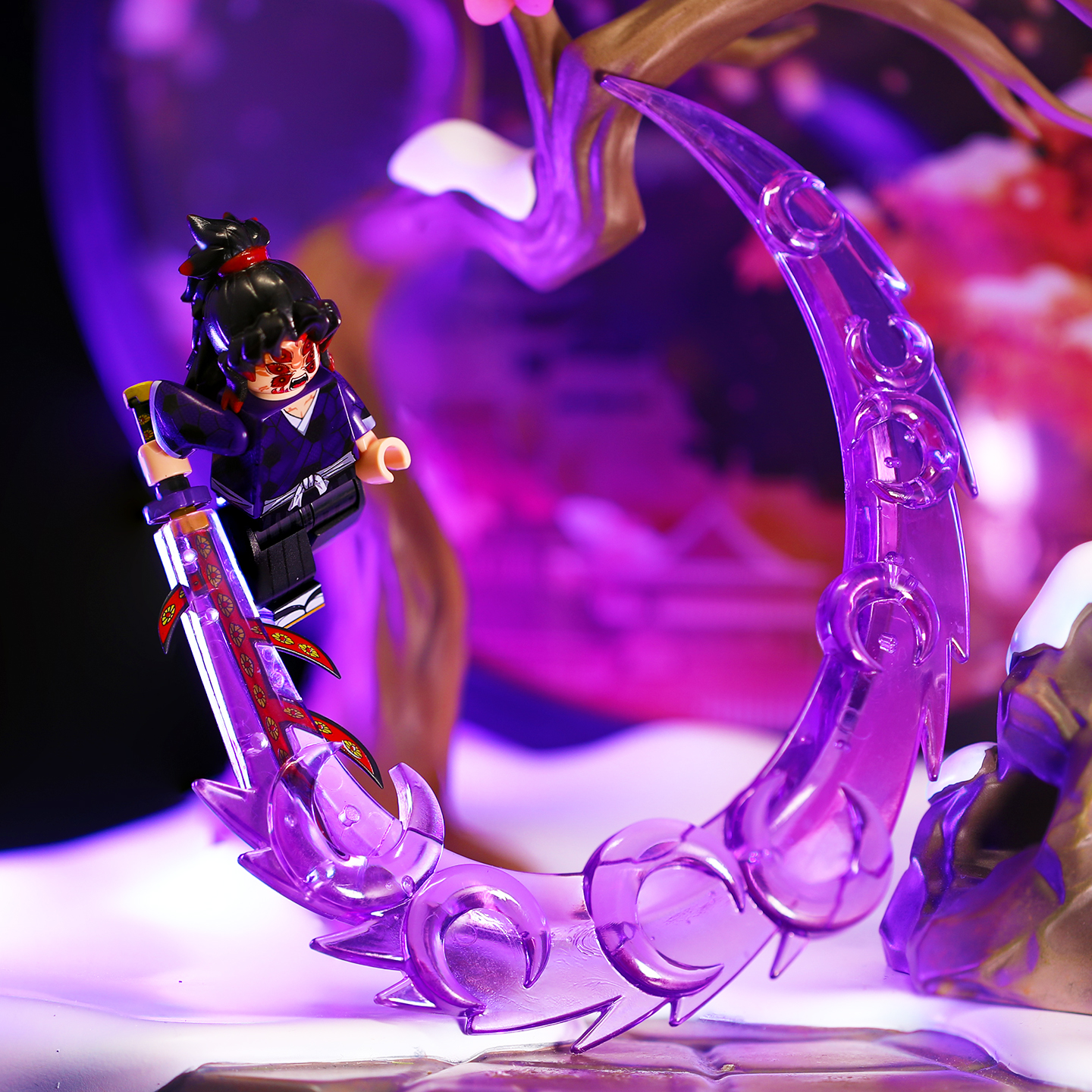 鬼灭之刃上弦壹黑死牟虚哭神去武器特效积木人仔第三方适用于乐高