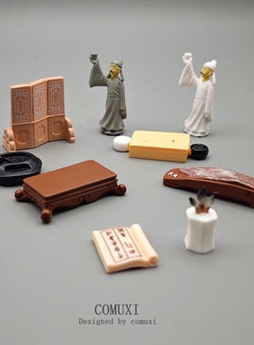 创意古风李白树脂公仔砚台摆件
