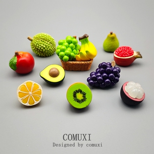 创意写实仿真水果食玩树脂模型葡萄石榴榴莲苹果装 饰品微景观摆件