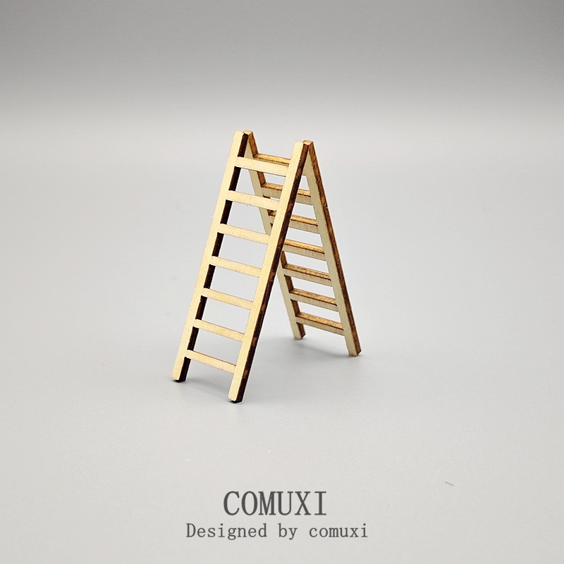 微缩木质台阶走廊盆栽造景摆件