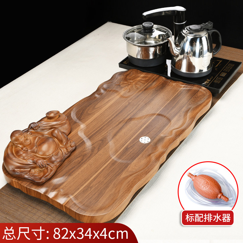 茶盘套装家用茶台貔貅茶盘茶具托盘实木茶托整块木茶盘抽水沥水盘
