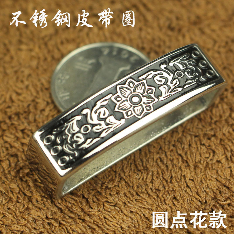 匠心致手工雕刻男士钛钢皮带扣圈板扣花纹实心纯铜腰带环不锈钢圈