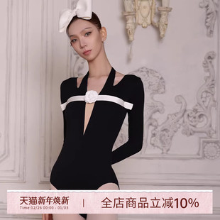Danzbaby芭蕾体服女成人黑色挂脖体服芭蕾表演服空中瑜伽体服B269