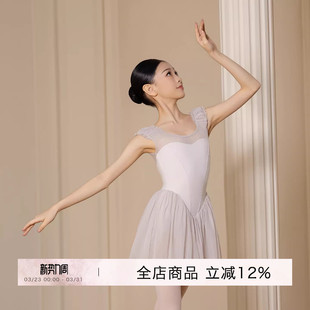 Danzbaby芭蕾舞儿童专业舞蹈无袖 网纱木耳边拼接女童连衣裙BAS73