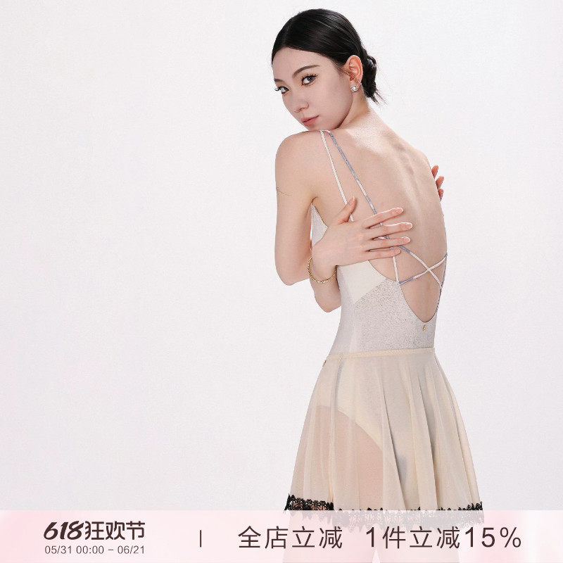 danzbaby芭蕾舞服女练功服体操服成人形体服无袖绑带美背体服B358
