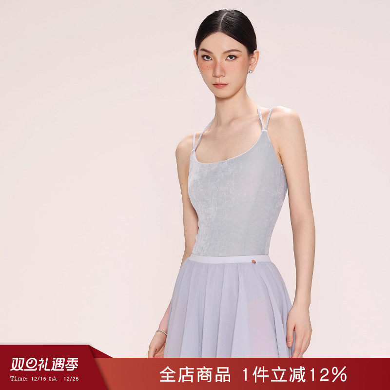 danzbaby芭蕾舞服成人瑜伽服女吊带练功服双肩带体服丝绒体服B379