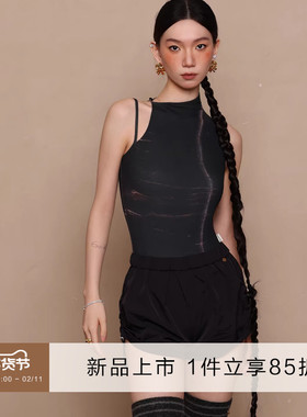 danzbaby芭蕾舞服成人练功服女体操服不规则形体服系扣连体服B390